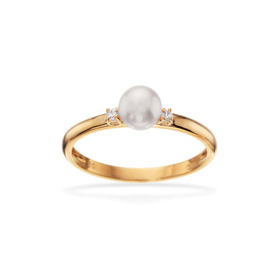 Scrouples - 8 kt. guldring med synt. zir og perle - Model: 712223