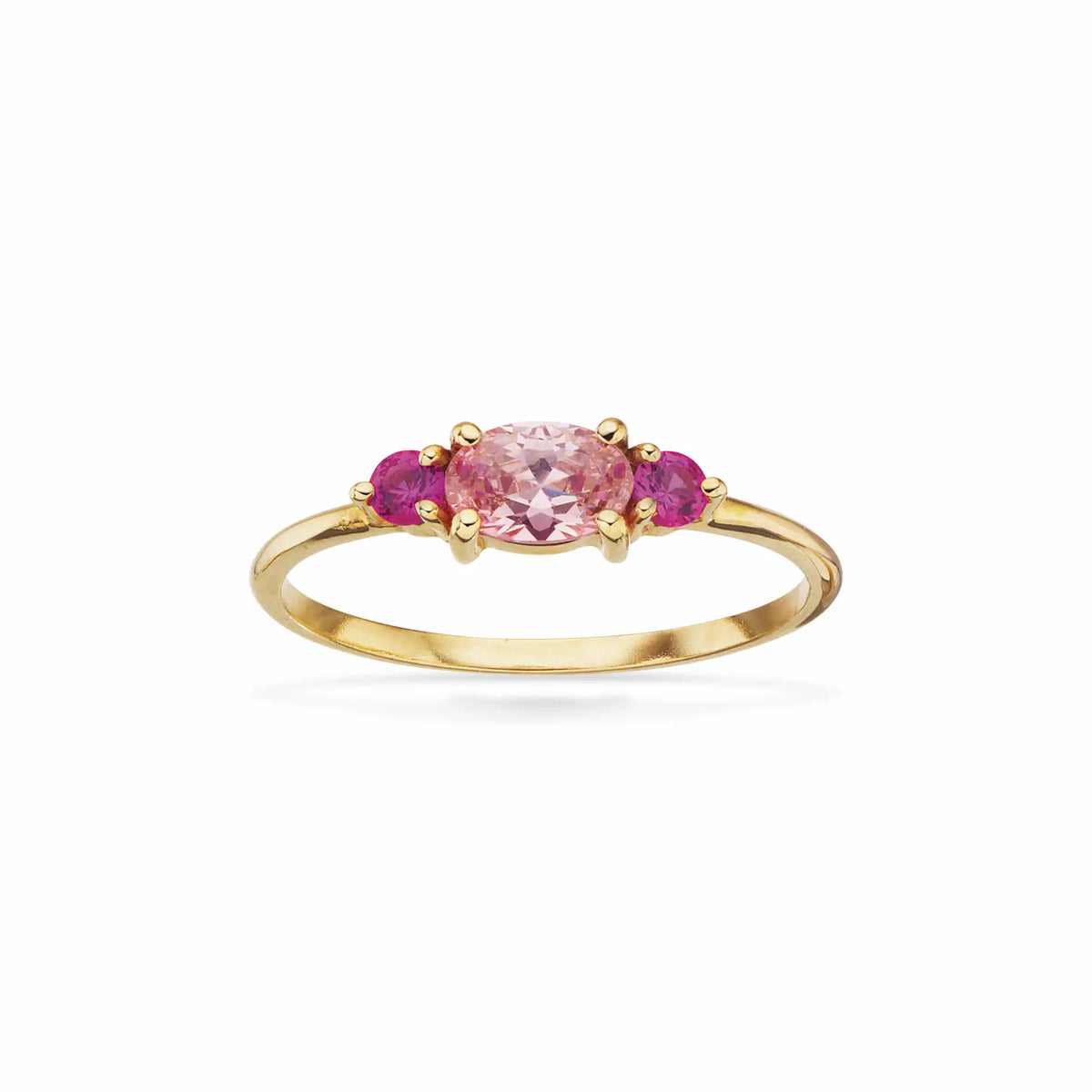 Scrouples - 8 kt. guldring med pink og lyserøde syntetiske zirkoner - Model: 713683