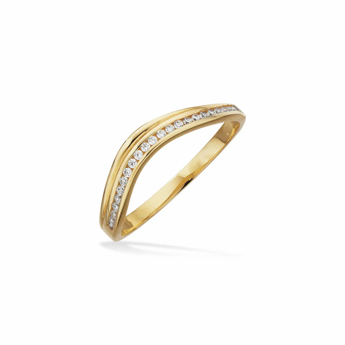 Scrouples - 8 kt guldring med syntetiske zirkoner i en bølge - Model: 713973