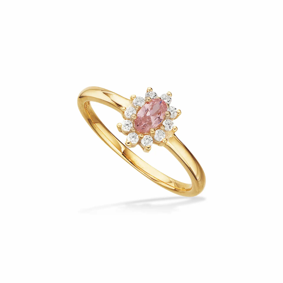 Scrouples - 8 kt. guldring, roset med lyserøde og hvide syntetiske zirkoner - Model: 714093