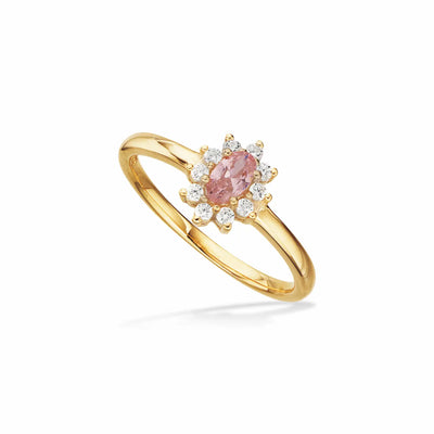 Scrouples - 8 kt. guldring, roset med lyserøde og hvide syntetiske zirkoner - Model: 714093