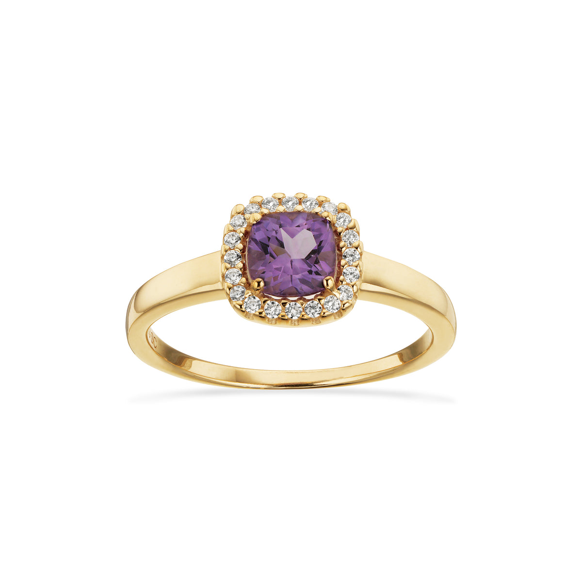Scrouples - 8 kt guldring med ametyst og cz - Model: 714213