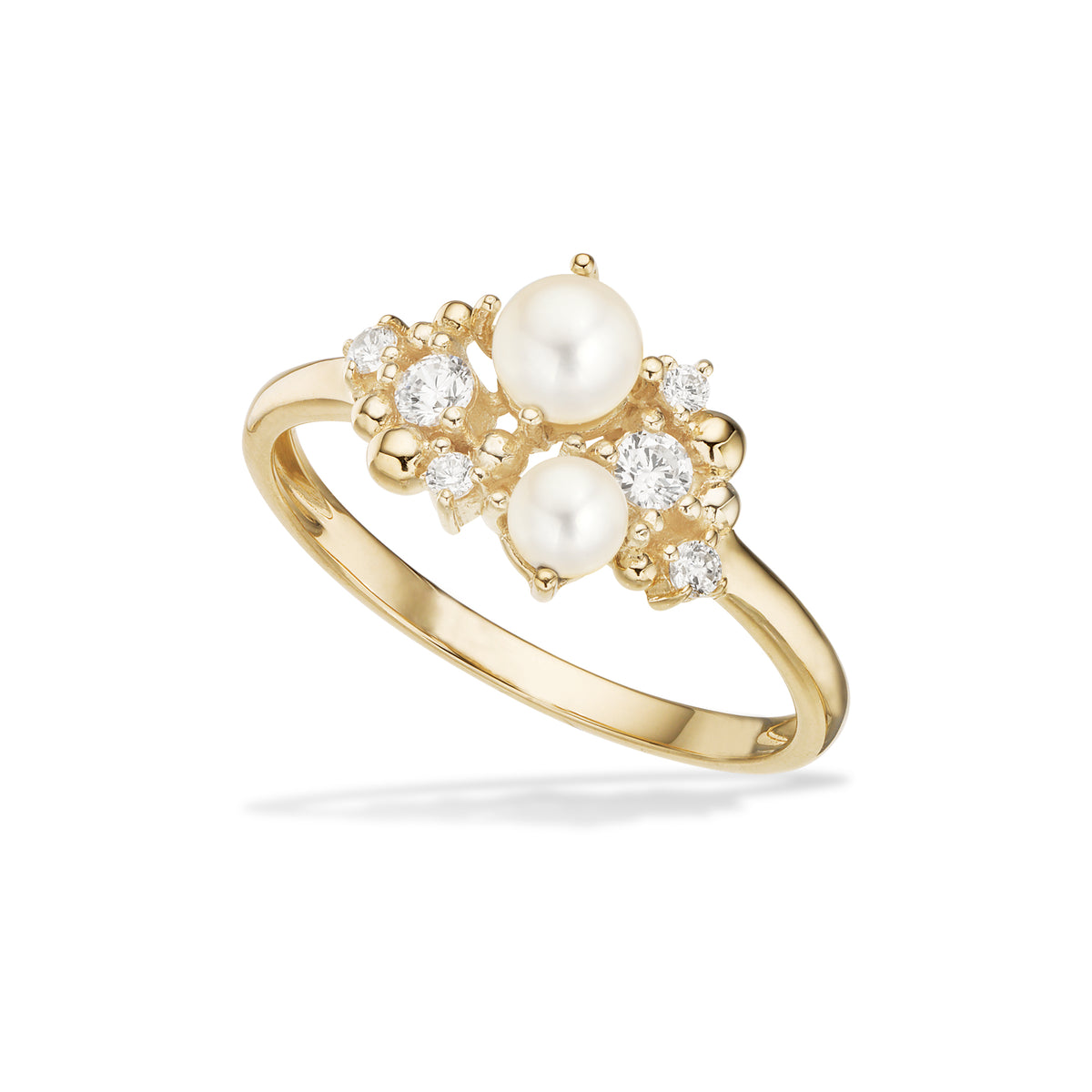 Scrouples - 8 kt guldring med perler og syntetiske zirkoner - Model: 714493