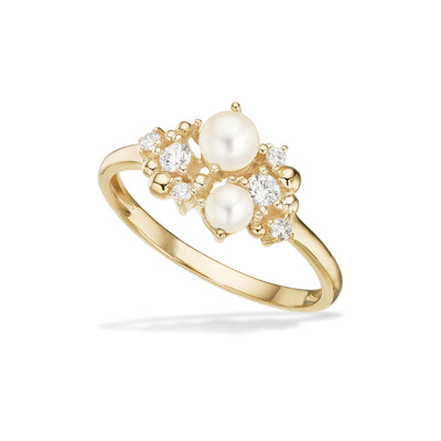 Scrouples - 8 kt guldring med perler og syntetiske zirkoner - Model: 714493
