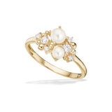Scrouples - 8 kt guldring med perler og syntetiske zirkoner - Model: 714493