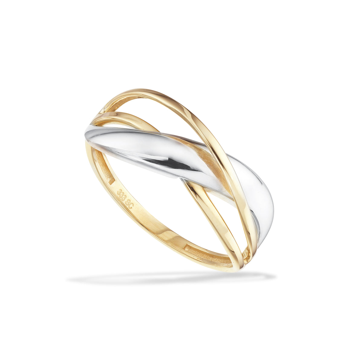 Scrouples - 8 kt guldring med rød og hvidguld tråde - Model: 715074