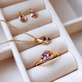 Scrouples - 8 kt guldring med lavendel/ hvid cubic zir - Model: 715363