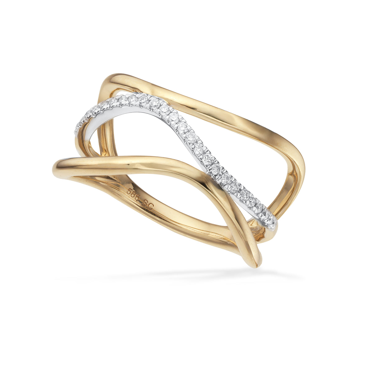 Scrouples - 14 kt guldring med brillanter, 0,12 H-W/SI - Model: 715816