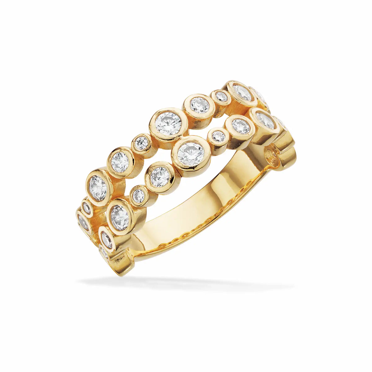 Scrouples - Forgyldt sølv ring med syntetiske zirkoner i rørfatninger - Model: 728612
