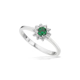 Scrouples - Ring, sølv, roset med grøn og hvide syntetiske zirkoner - Model: 729022
