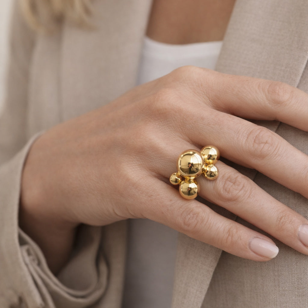 Scrouples - Forgyldt sølv ring med kugler - Model: 729552