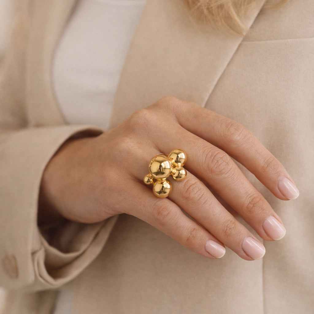 Scrouples - Forgyldt sølv ring med kugler - Model: 729552
