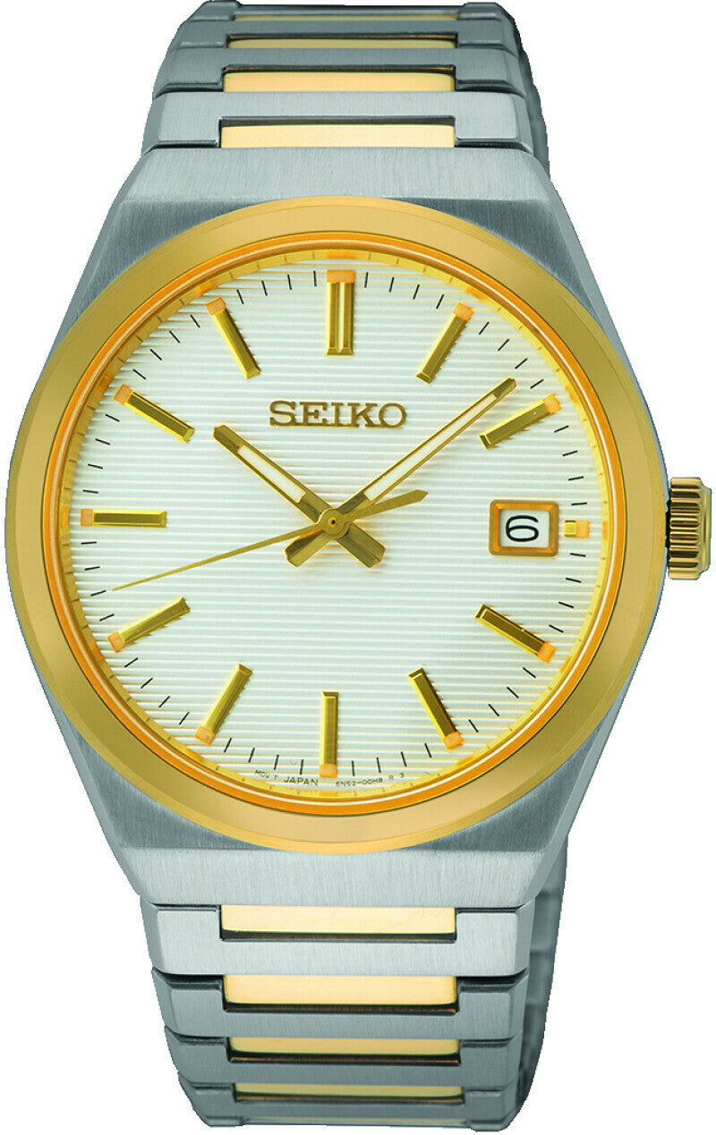 Seiko - Herreur, Stål bicolor med lænke - Model: SUR558P1