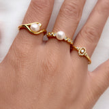 Scrouples - Ring, forgyldt sølv med perle og syntetiske zirkon - Model: 730552