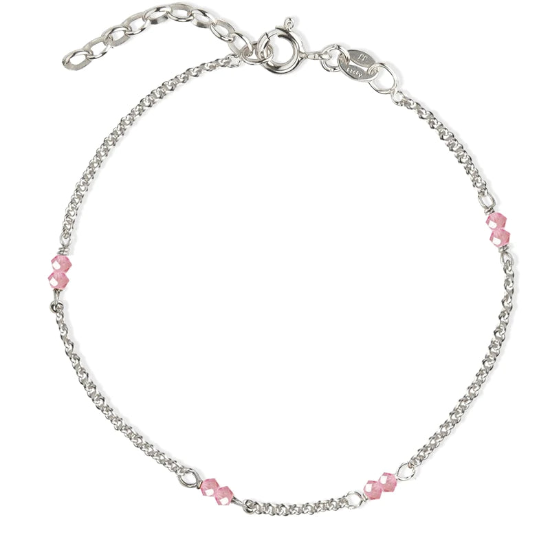 Jeberg Jewellery - Sølv LOVE EYE armbånd pink crystal - Model: 7310-S