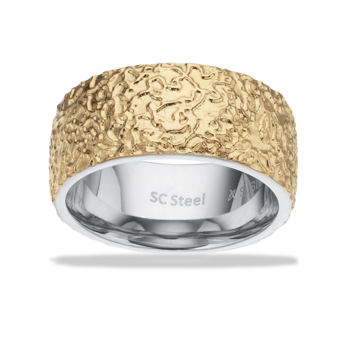 Scrouples - Herre ring rustik overflade stål guldfarvet - Model: 791681