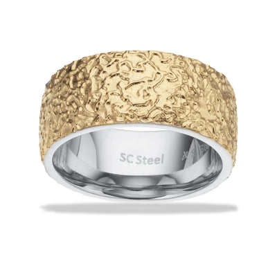 Scrouples - Herre ring rustik overflade stål guldfarvet - Model: 791681