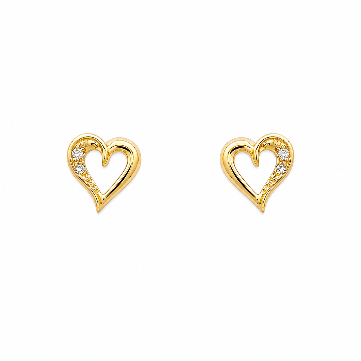 14 kt. Ørestik hjerte m. 0,02 ct rødguld - Model: 30-00653-1850F