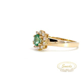 14 kt. Guld roset ring med Smaragd og brillanter 0,15ct tw/si - Model: 40-22597