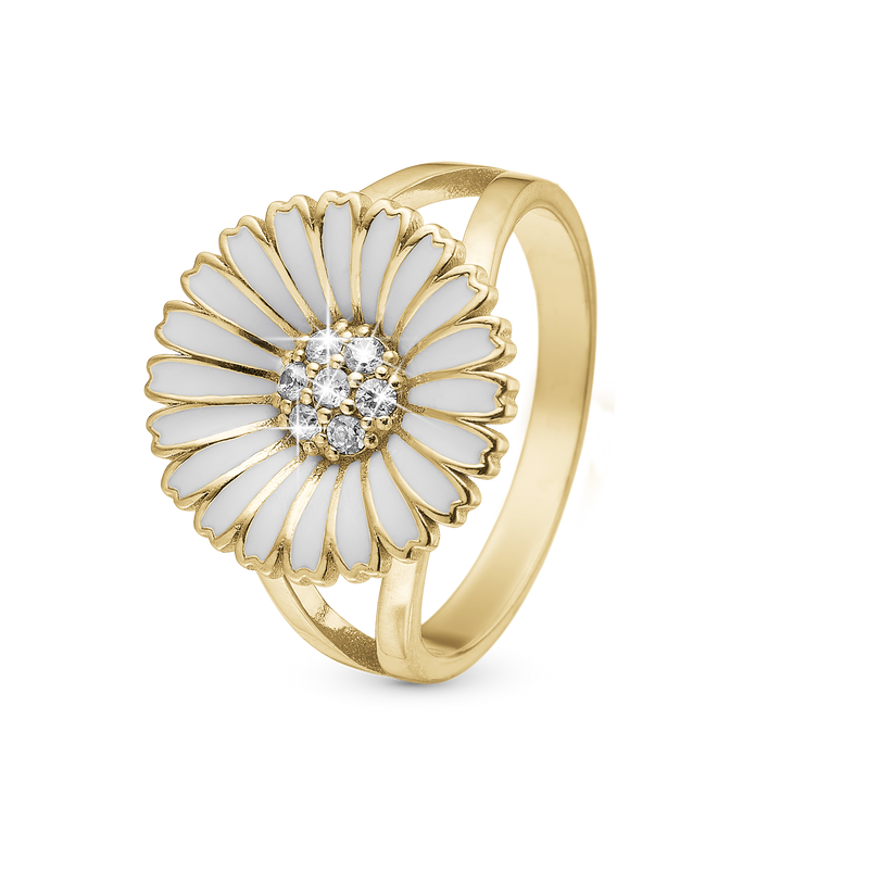 Christina Jewelry - Marguerite CZ, ring forgyldt sølv med zirkoner, Ø15mm - Model: 800-6.2.B