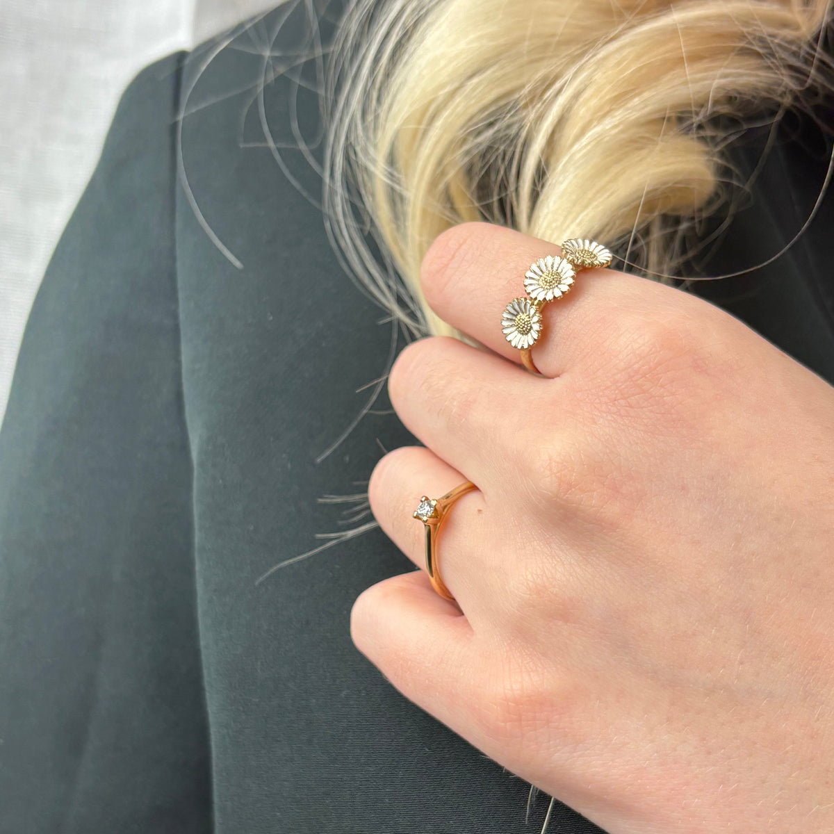 Christina Triple Marguerit ring i forgyldt sølv – model 800-7.2.B – billede 6