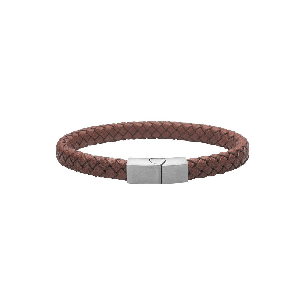 Son of noa - Herrearmbånd i brunt kalveskind, 8 mm, 21 cm