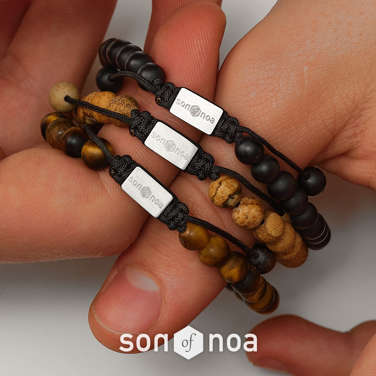 SON of NOA SON armbånd matt black onyx 19cm - 25cm