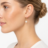 14kt. Ørehænger med diamant 0,12ct og perle - Model: 10-12110