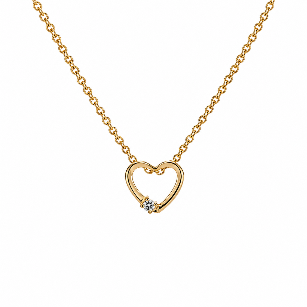 14kt vedhæng-  hjerte m. 0,022ct tw/si brillant