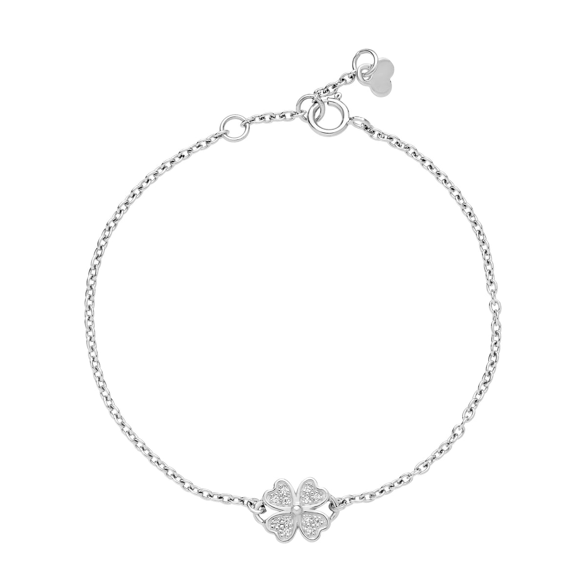 Lund of Copenhagen -Armbånd kløver 7,5mm med zirkonia 14-15-16cm sølv- Model.: 9011393716-30