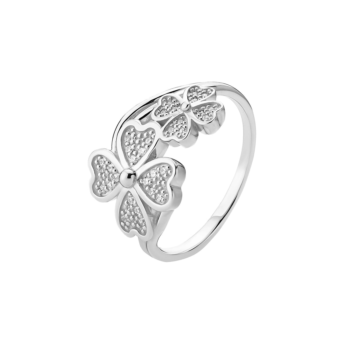 Lund Copenhagen - Sølv Firkløver ring med zirkoner - Model: 9071393-30