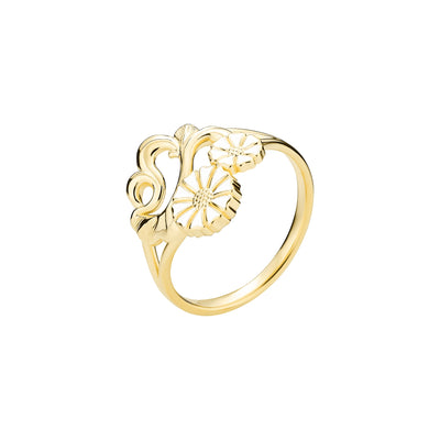 Lund  Copenhagen - Forgyldt Marguerit ring med hvid emalje - Model: 9075108-M