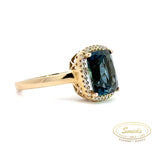 14kt Guldring med diamant & London blue topas - 0,10ct w/si - Model: 40-22596