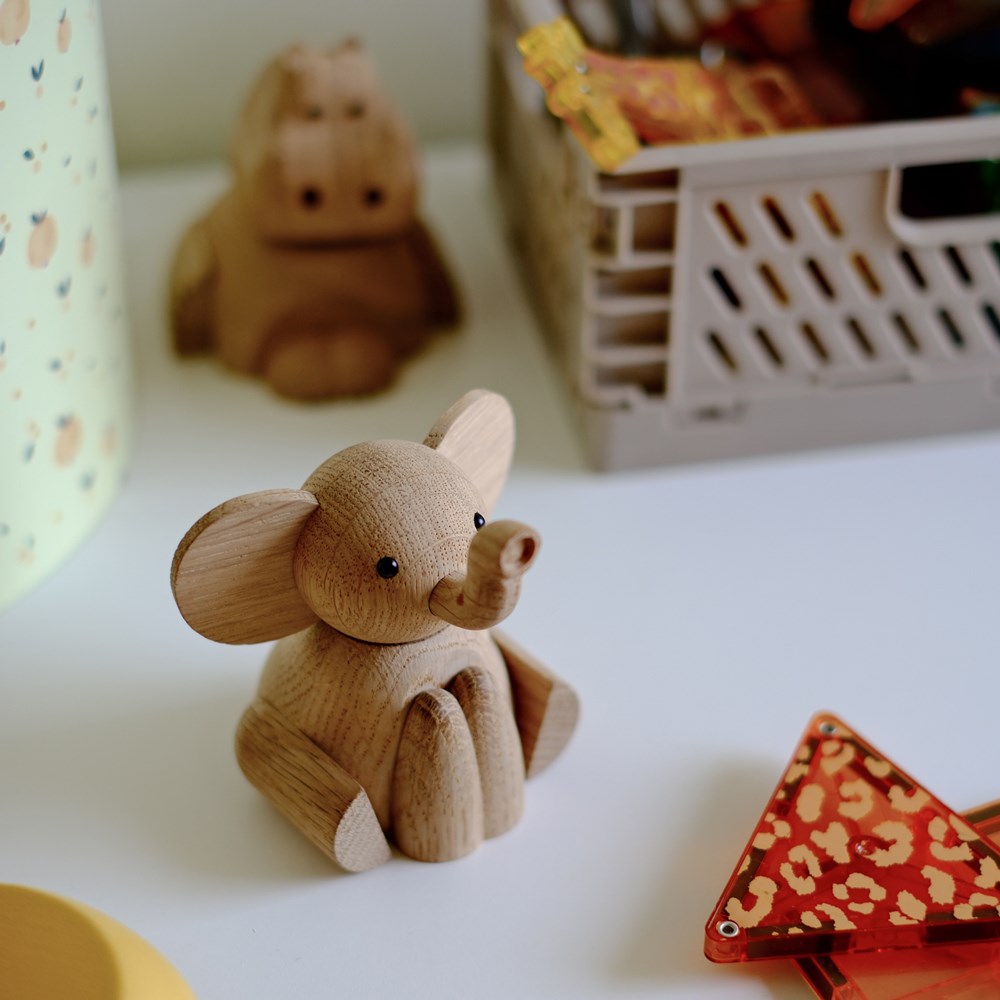 Zilverstad Træfigur, Elefant 8,5cm, Egetræ