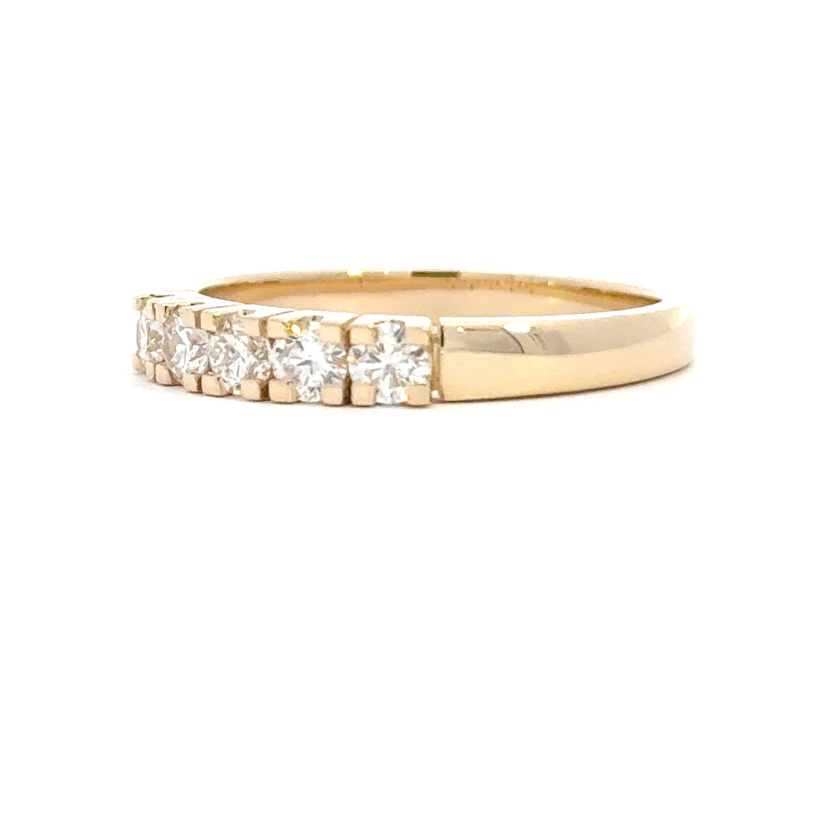 14 kt. guld alliancering med diamant, 5 x 0,10ct tw/si - Model: 40-22634