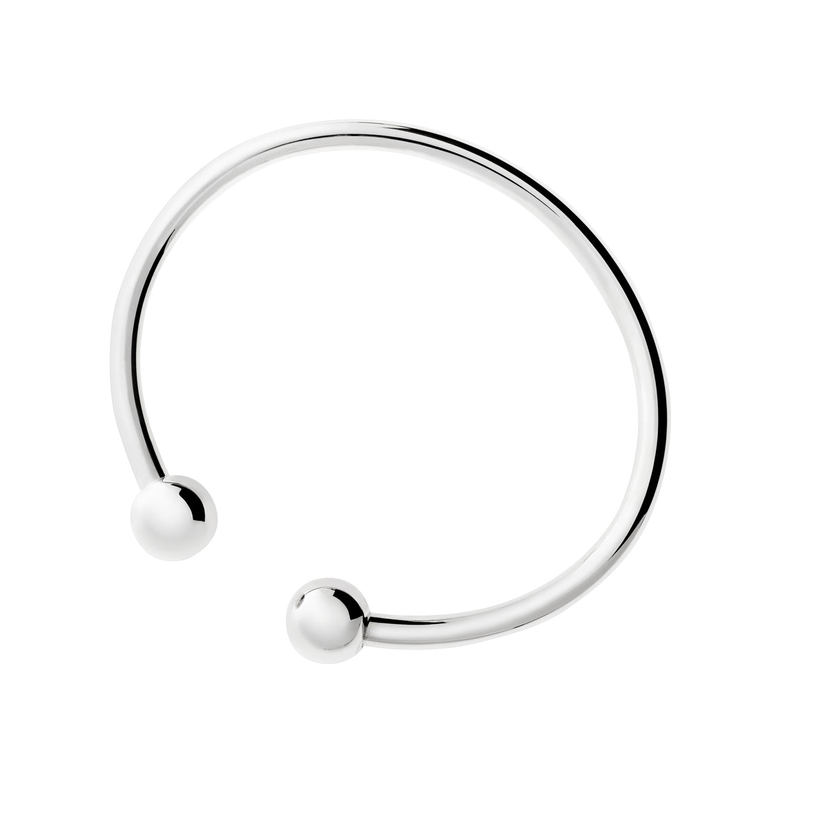 Lund Copenhagen Armring 4mm med kugle for hver ende 10mm i sølv – model 903016