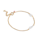 Enamel - SOFIA armbånd, forgyldt sølv med perler og sten - Model: B136G-White_Pearls