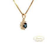 14kt diamantvedhæng m. safir + 0,15ct brillanter