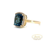 14kt Guldring med diamant & London blue topas - 0,10ct w/si - Model: 40-22596