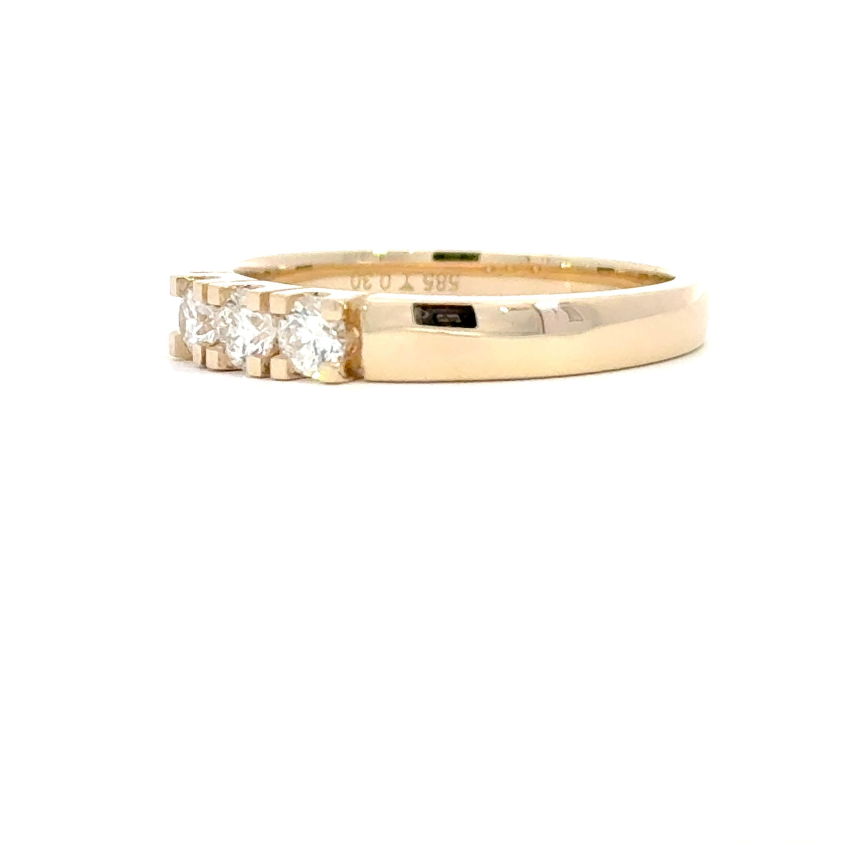 14 kt. guld alliancering med diamant, 3 x 0,10ct tw/si - Model: 40-22635