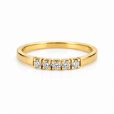 14kt. Alliancering med 5 x 0,07ct w/si