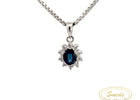 14kt diamant hvidguld vedhæng m. safir + 10x0,015 brillanter - Model: 20-22137