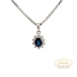 14kt diamant hvidguld vedhæng m. safir + 10x0,014 brillanter - Model: 20-22137