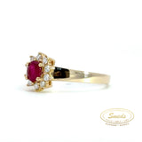 14 kt. Guld roset ring med Rubin og brillanter 0,15ct tw/si - Model: 40-22576