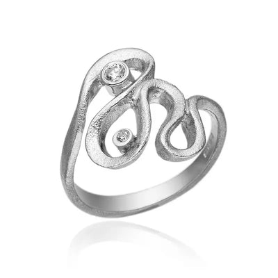 Blicher Fuglsang - Ring, sølv, rustik med to sten - Model: 1272 39R