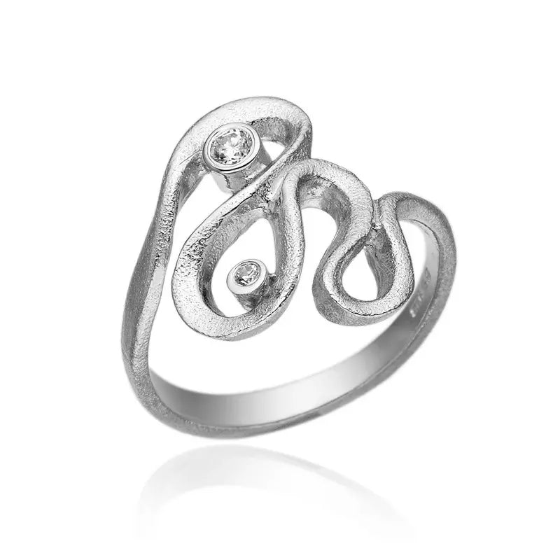 Blicher Fuglsang - Ring, sølv, rustik med to sten - Model: 1272 39R