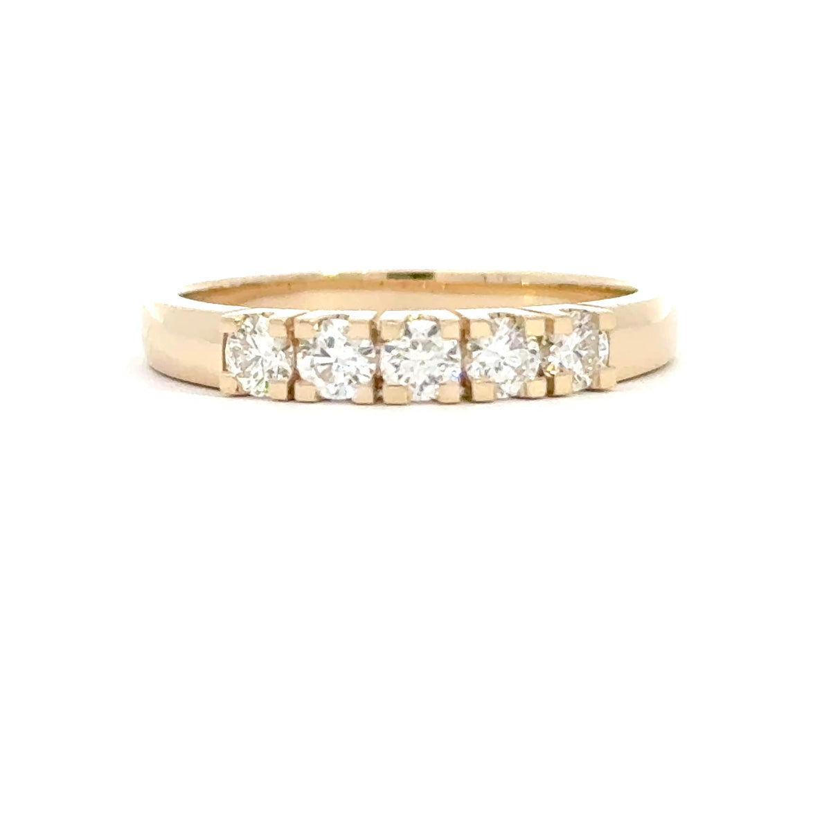 14 kt. guld alliancering med diamant, 5 x 0,10ct tw/si - Model: 40-22634
