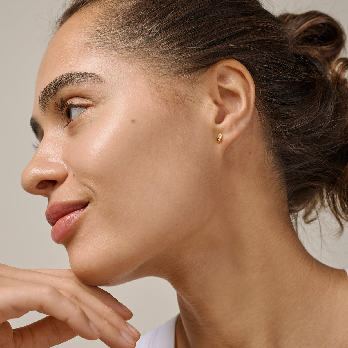 Enamel - Organic Leaf - 18kt forgyldt sølv ørestikker- Model: E409G