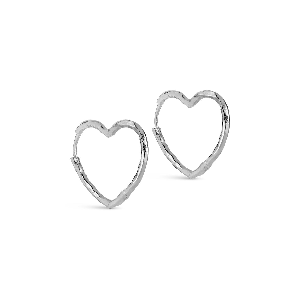 Enamel - Organic Heart Medium 22mm - Sterling sølv creoler- Model: E414SM