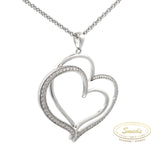 Sølv vedhæng, stort hjerte med syntetiske zirkoner og kæde - Model: 20-12736